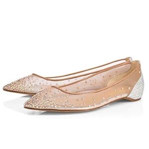 Women Sparkle Rhinestone Mesh Ballet Flats